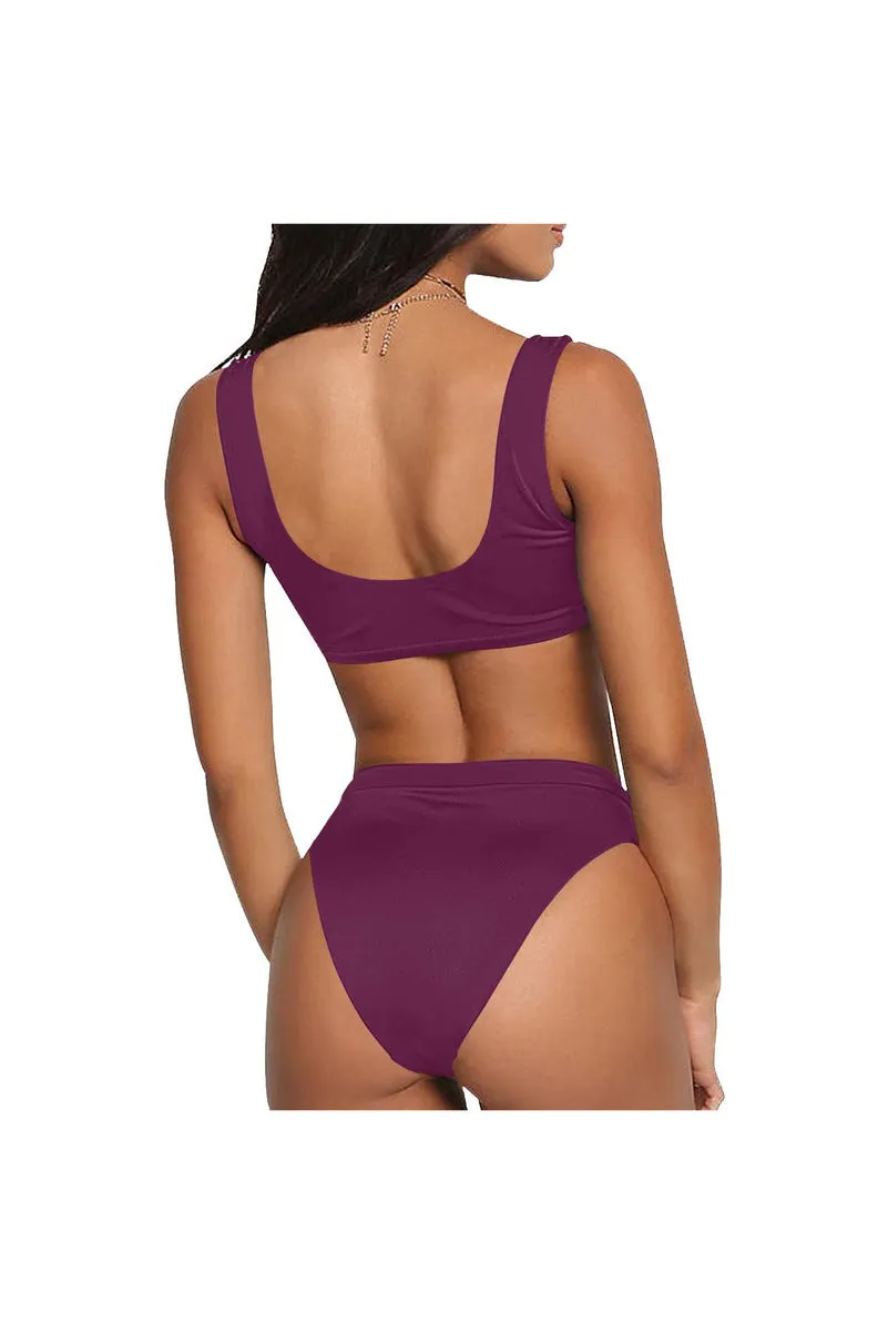 Plum Goodness Sport Top & High-Waisted Bikini Swimsuit (Model S07)