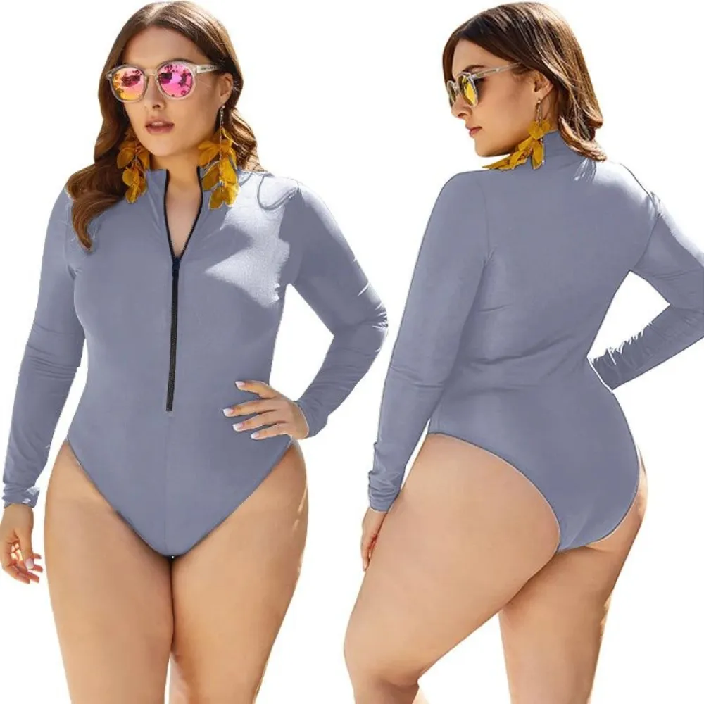 Plus Size Swimwear Long Sleeve Sexy One Piece Swimsuit