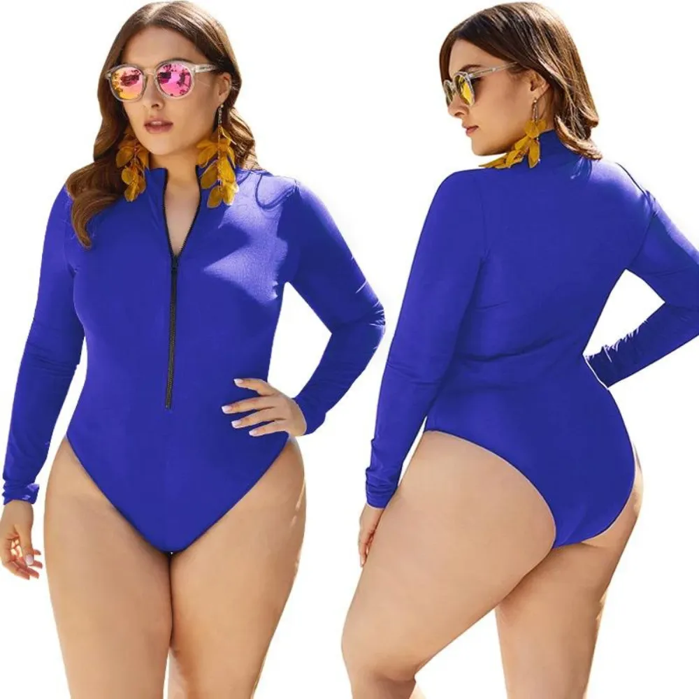 Plus Size Swimwear Long Sleeve Sexy One Piece Swimsuit