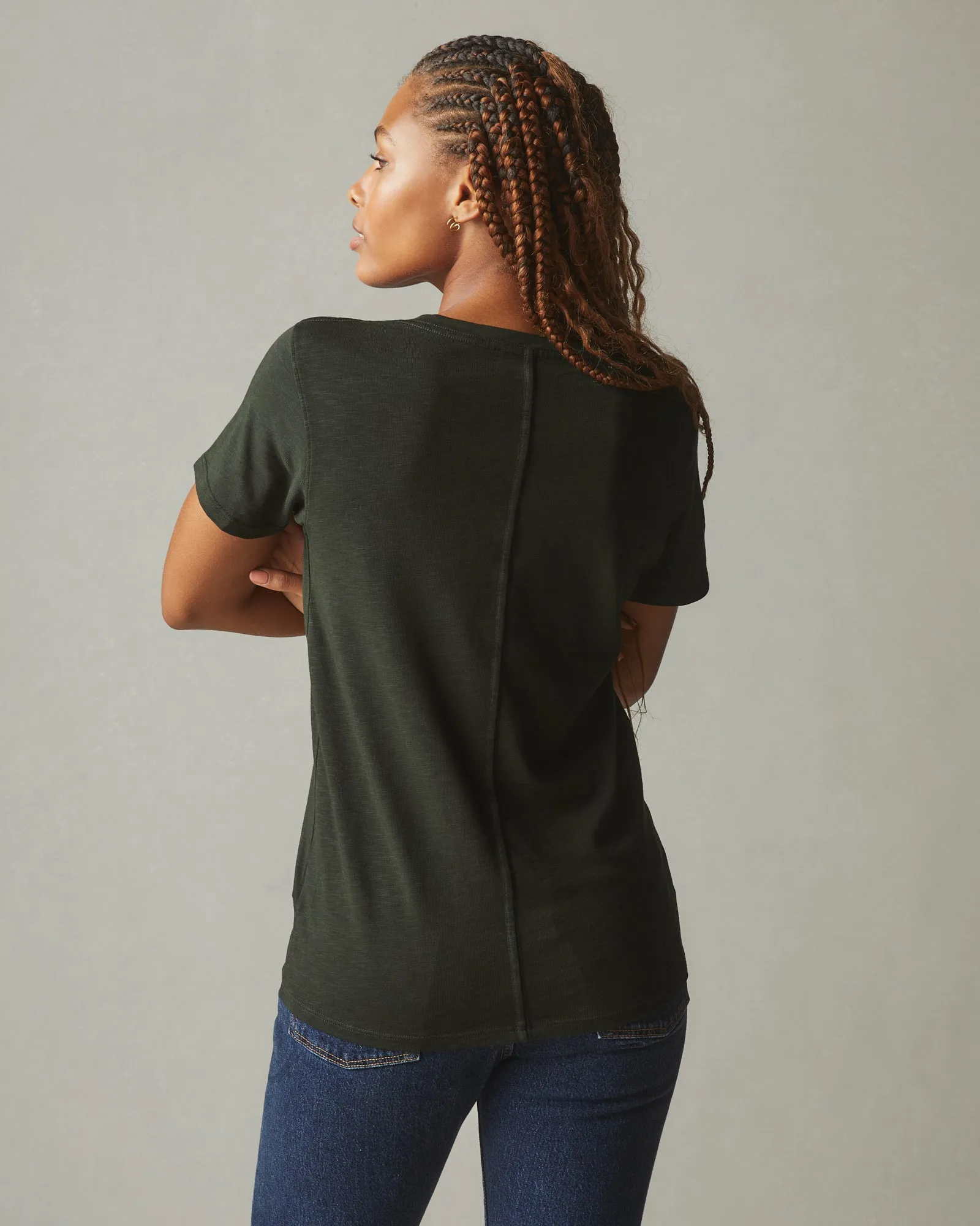 Premium Slub V-Neck Tee - Dark Elm