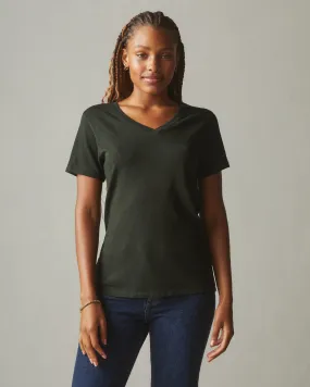 Premium Slub V-Neck Tee - Dark Elm