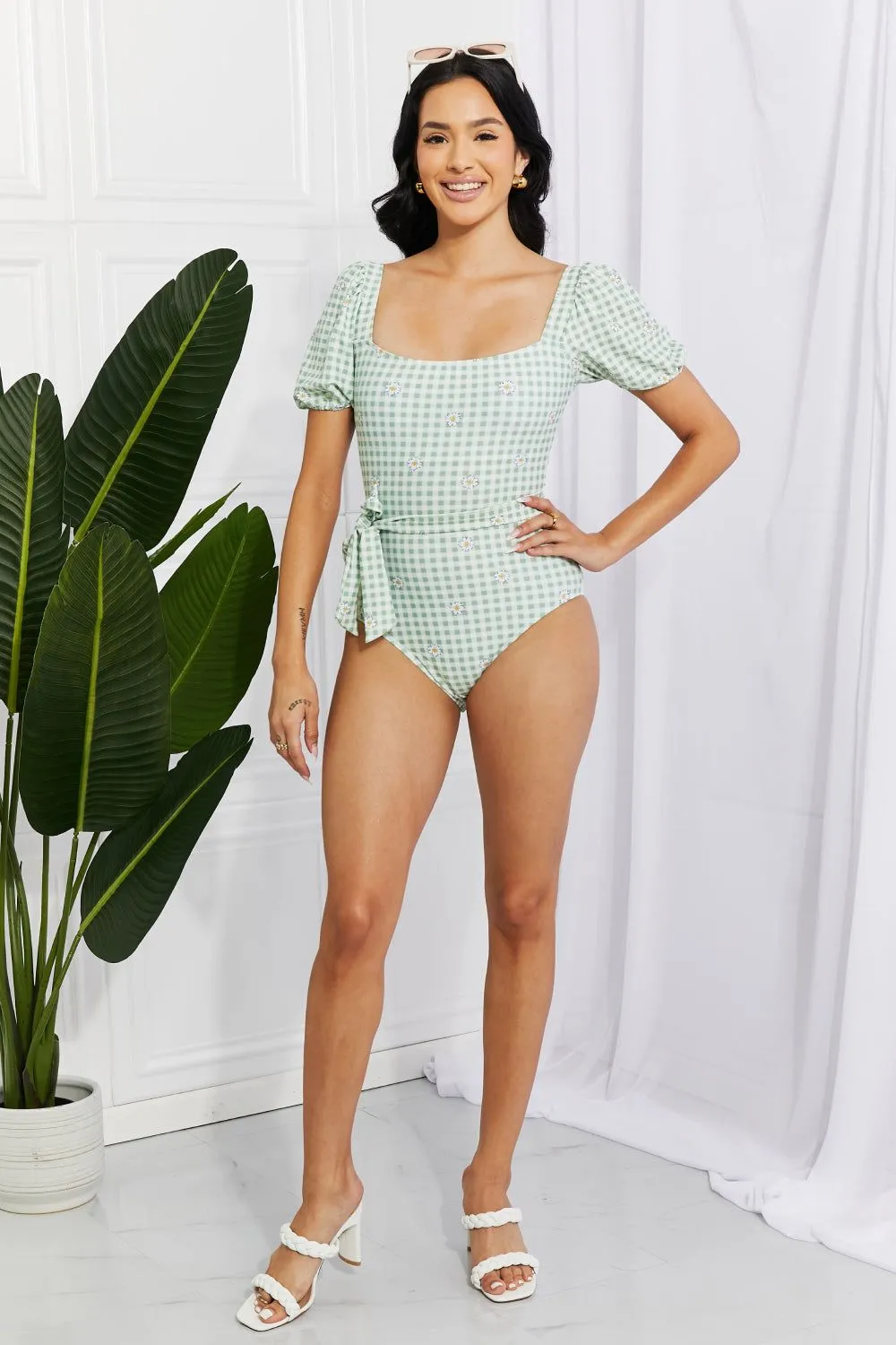 Puff Sleeve One-Piece in Sage