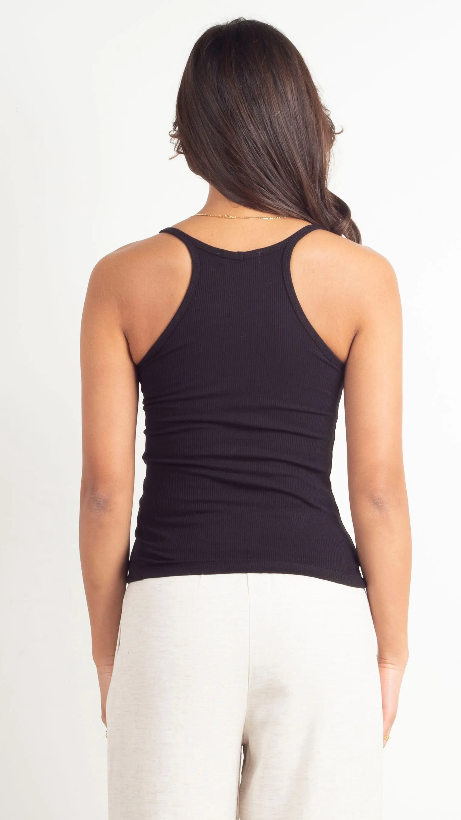 Racerback Micro Rib Tank - Black