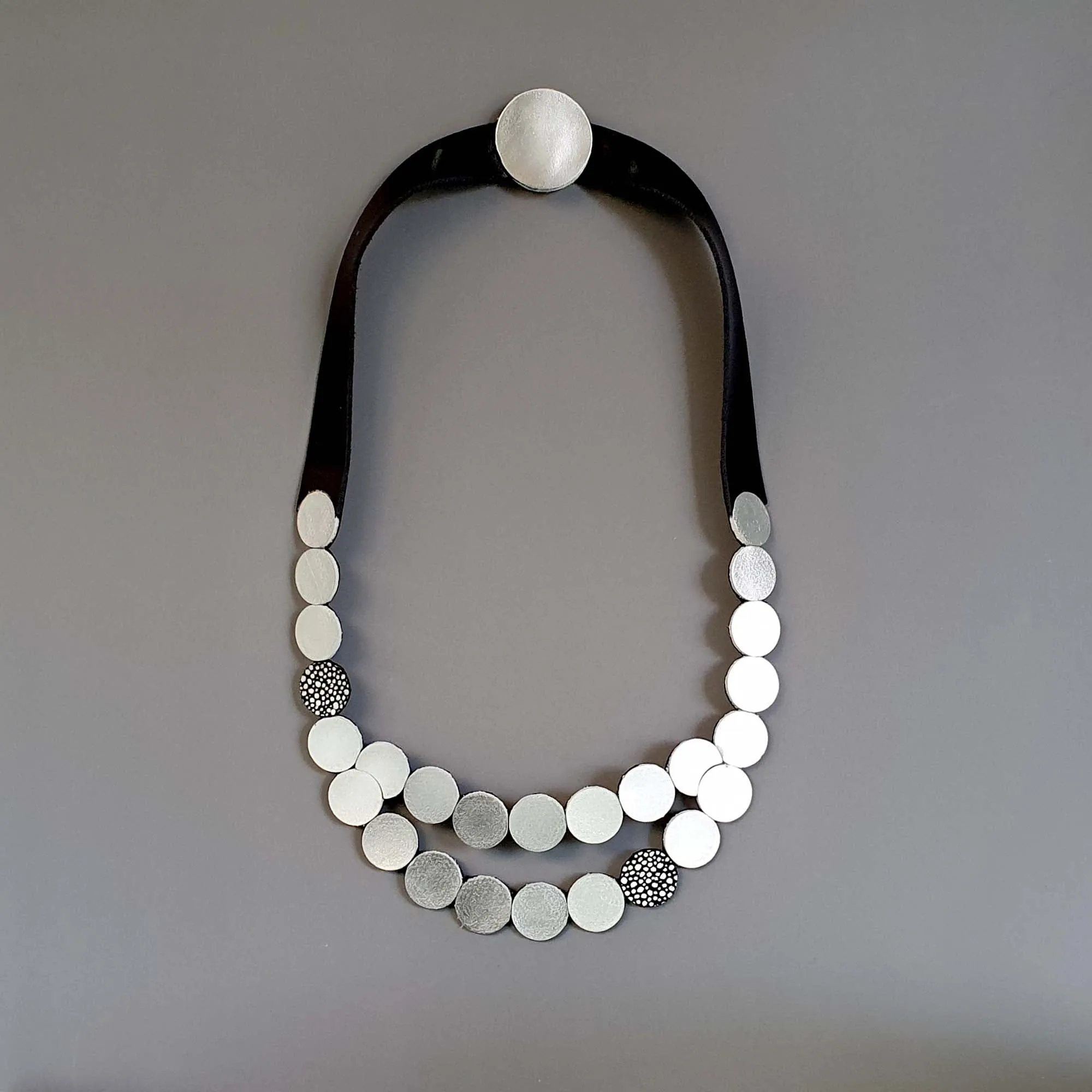 Raindrop White leather collar necklace