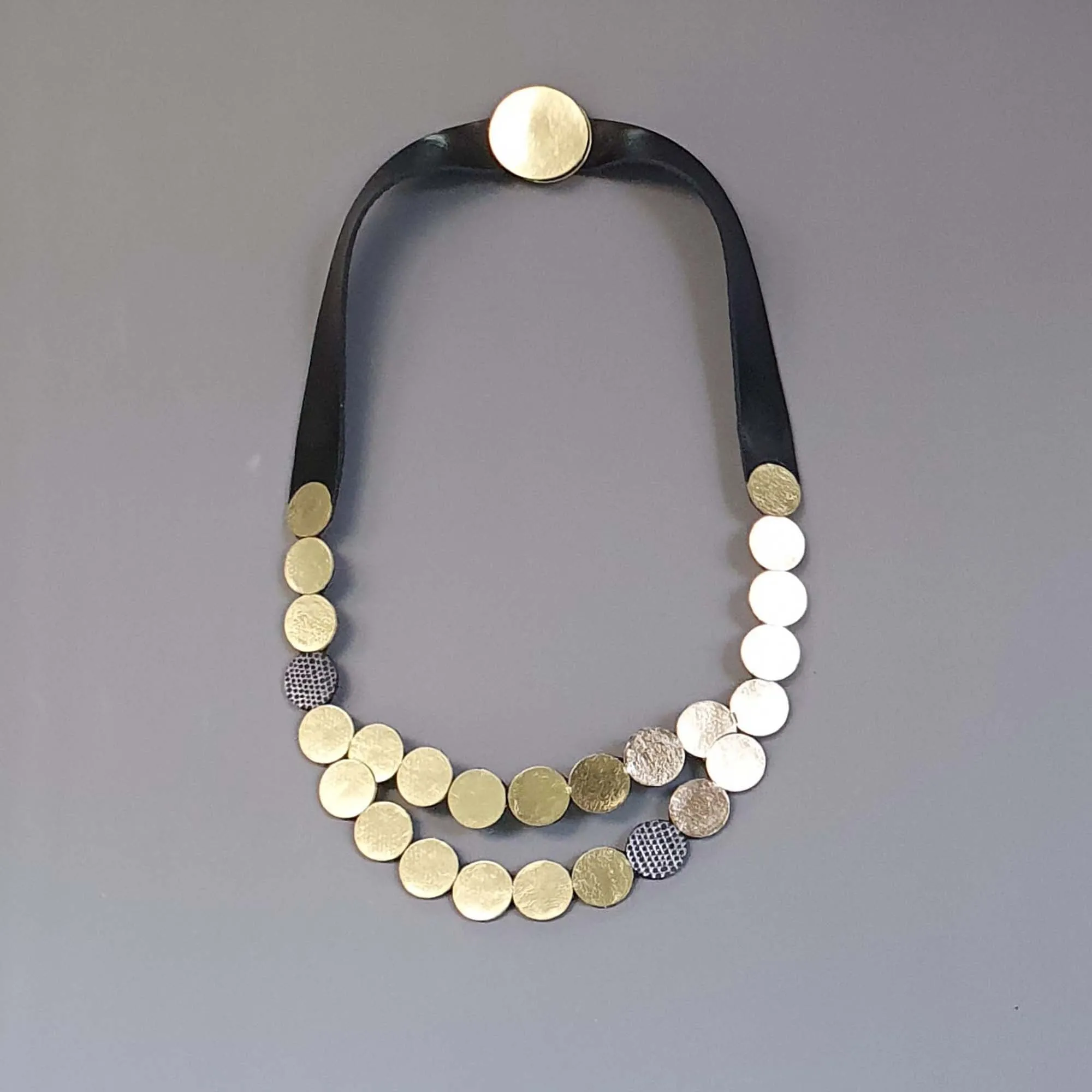 Raindrop White leather collar necklace