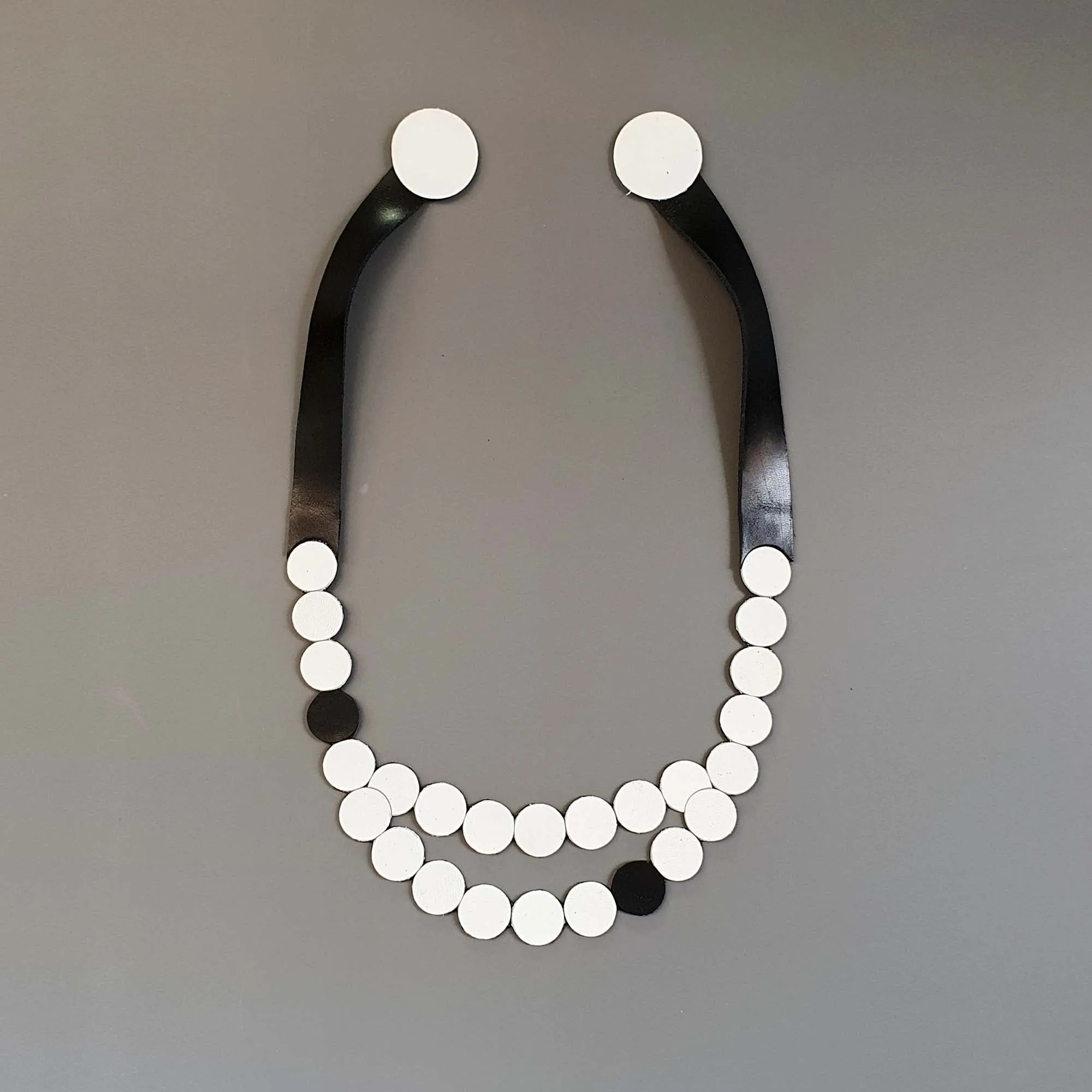 Raindrop White leather collar necklace