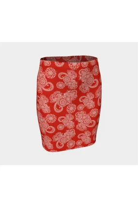 Red Paisley Fitted Skirt