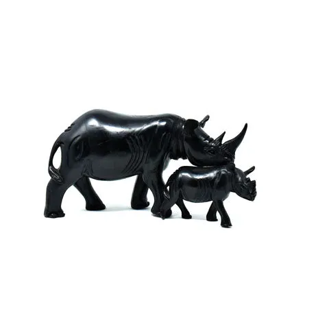 Rhinoceros with Baby Sculpture 01