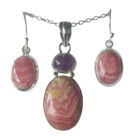 Rhodocrosite Amethyst jewellery SET