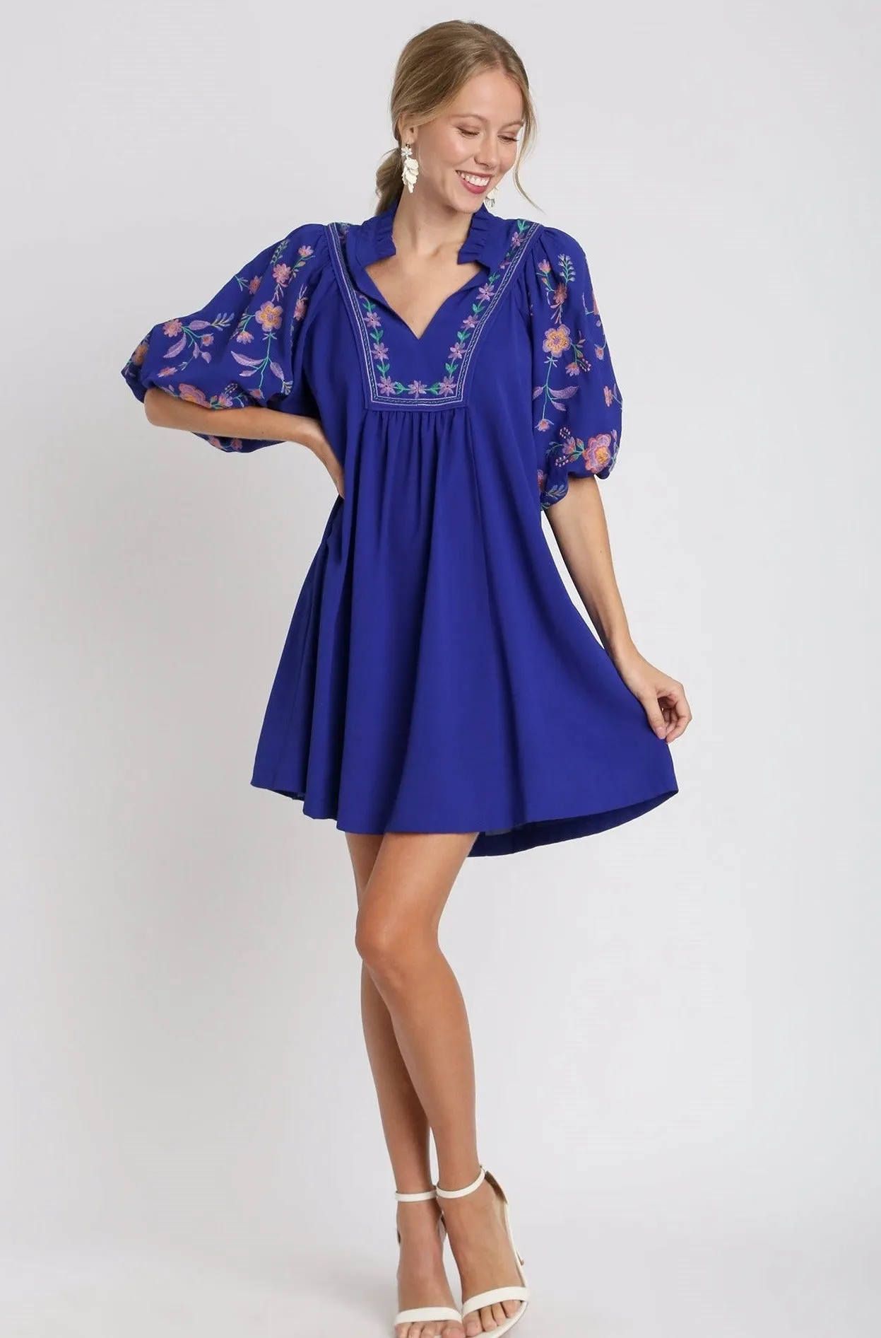 Royal Blue Embroidered Dress