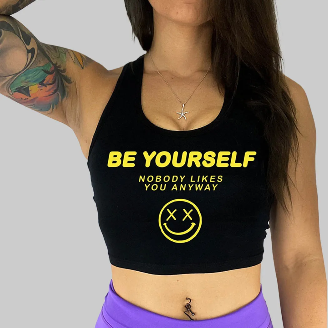 Salty Savage Ladies "Be Yourself" Racerback Crop Tank