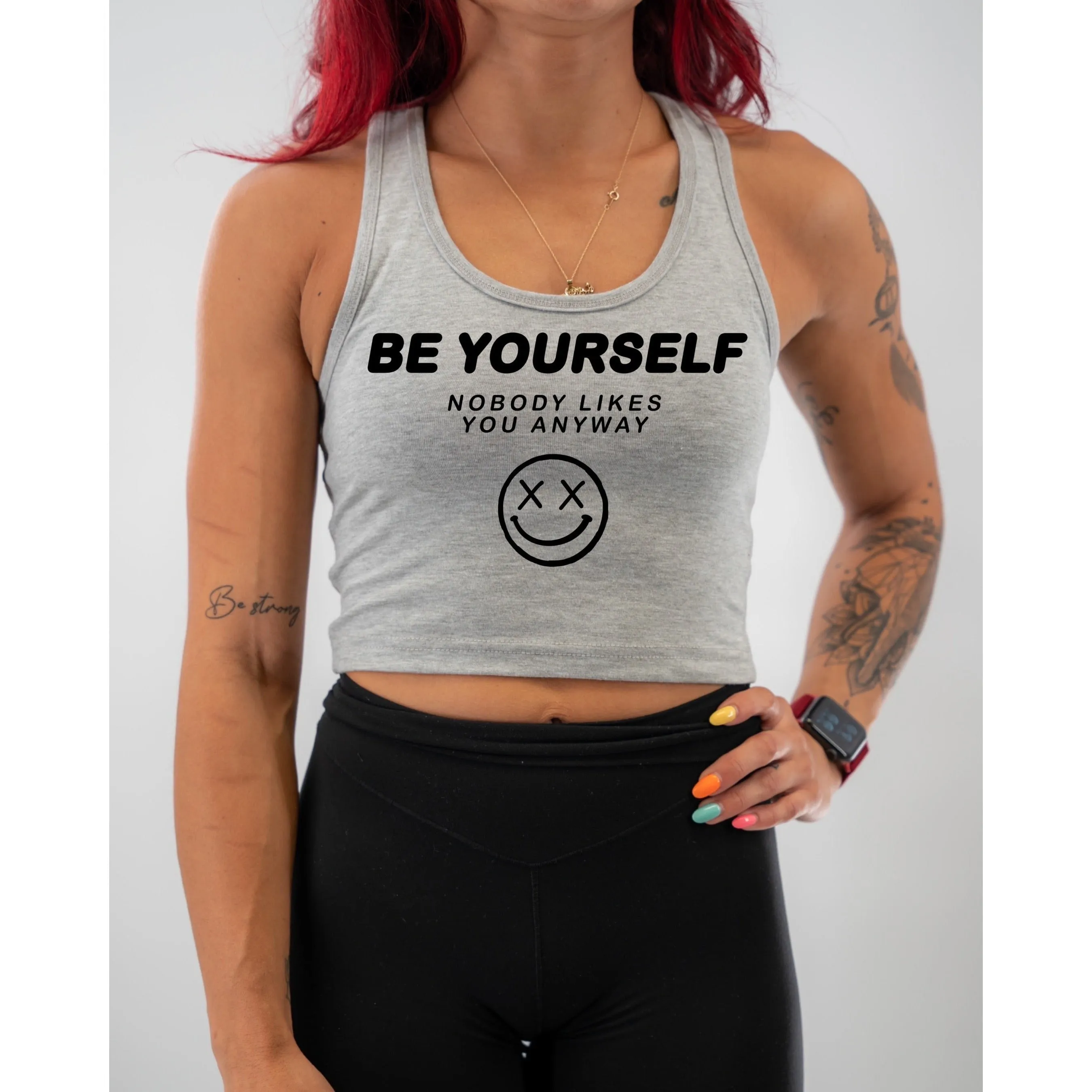 Salty Savage Ladies "Be Yourself" Racerback Crop Tank