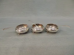 Set of 3 Towle Sterling Salt Cellars with Spoons - Good Vintage Condition