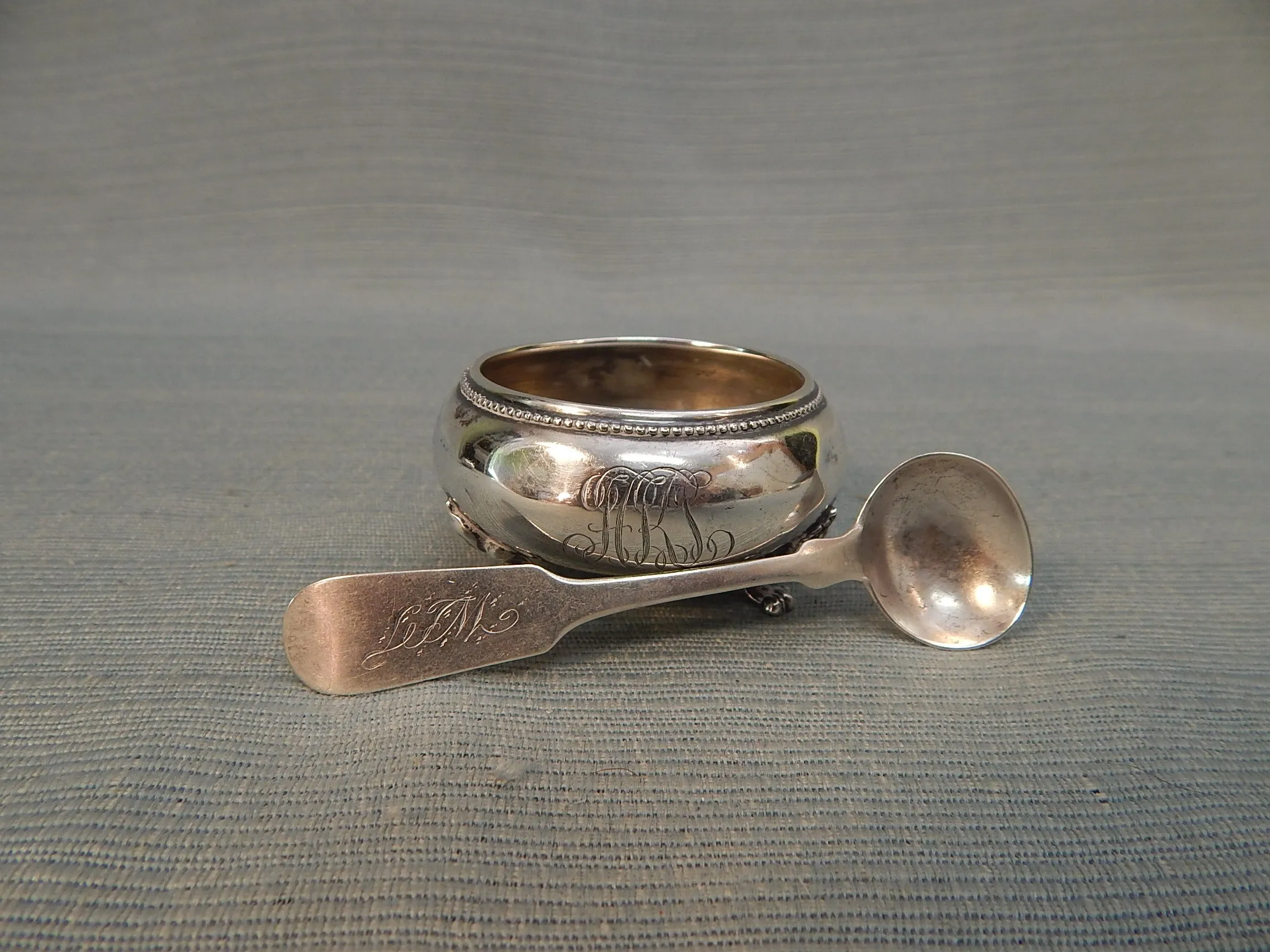 Set of 3 Towle Sterling Salt Cellars with Spoons - Good Vintage Condition