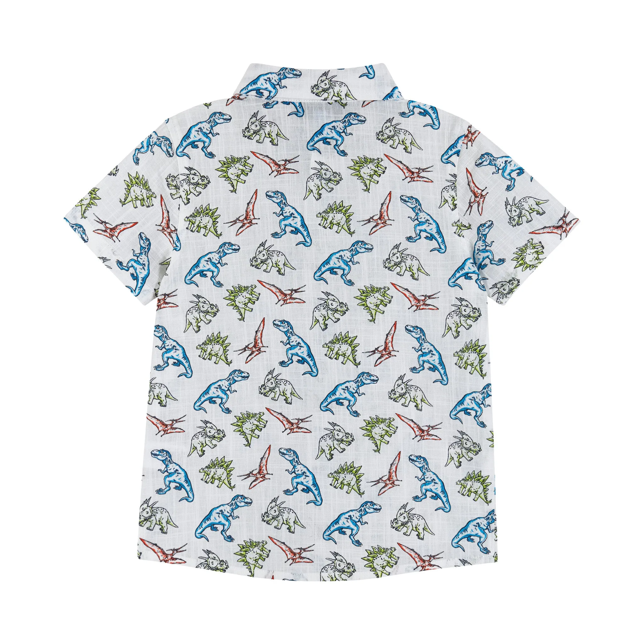 Short Sleeve Buttondown Shirt | Grey Dino Print