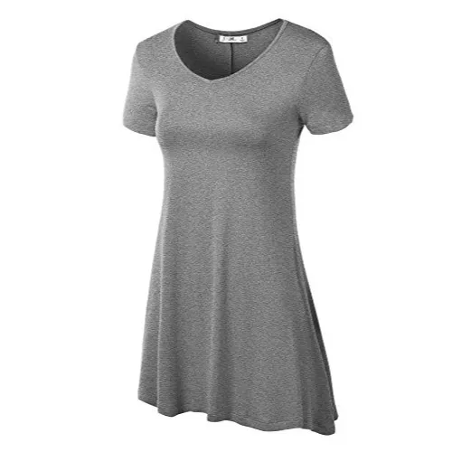 Short Sleeve Tunic Top HEATHER GRAY