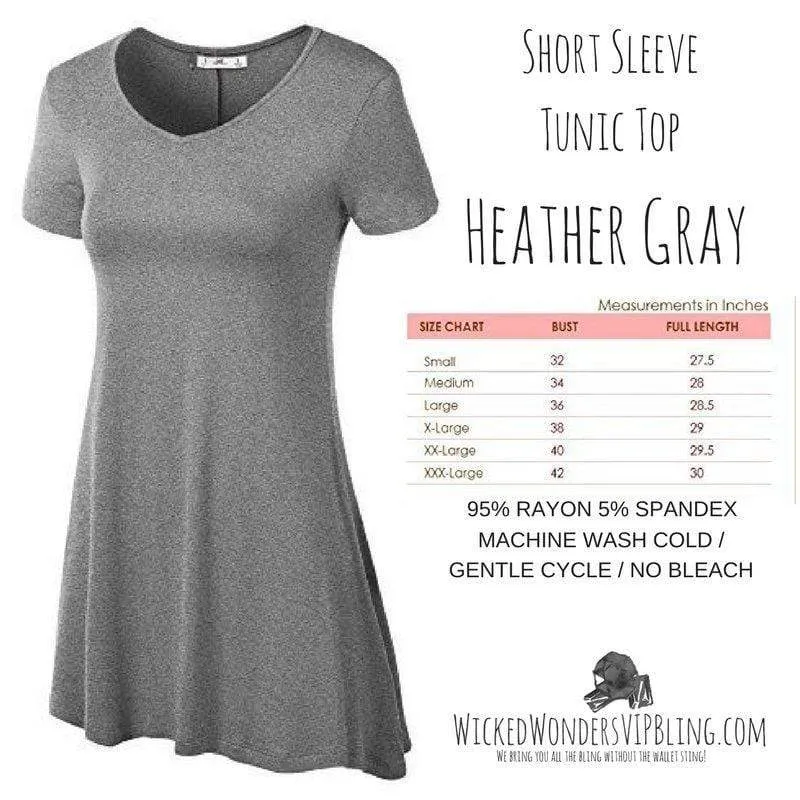 Short Sleeve Tunic Top HEATHER GRAY