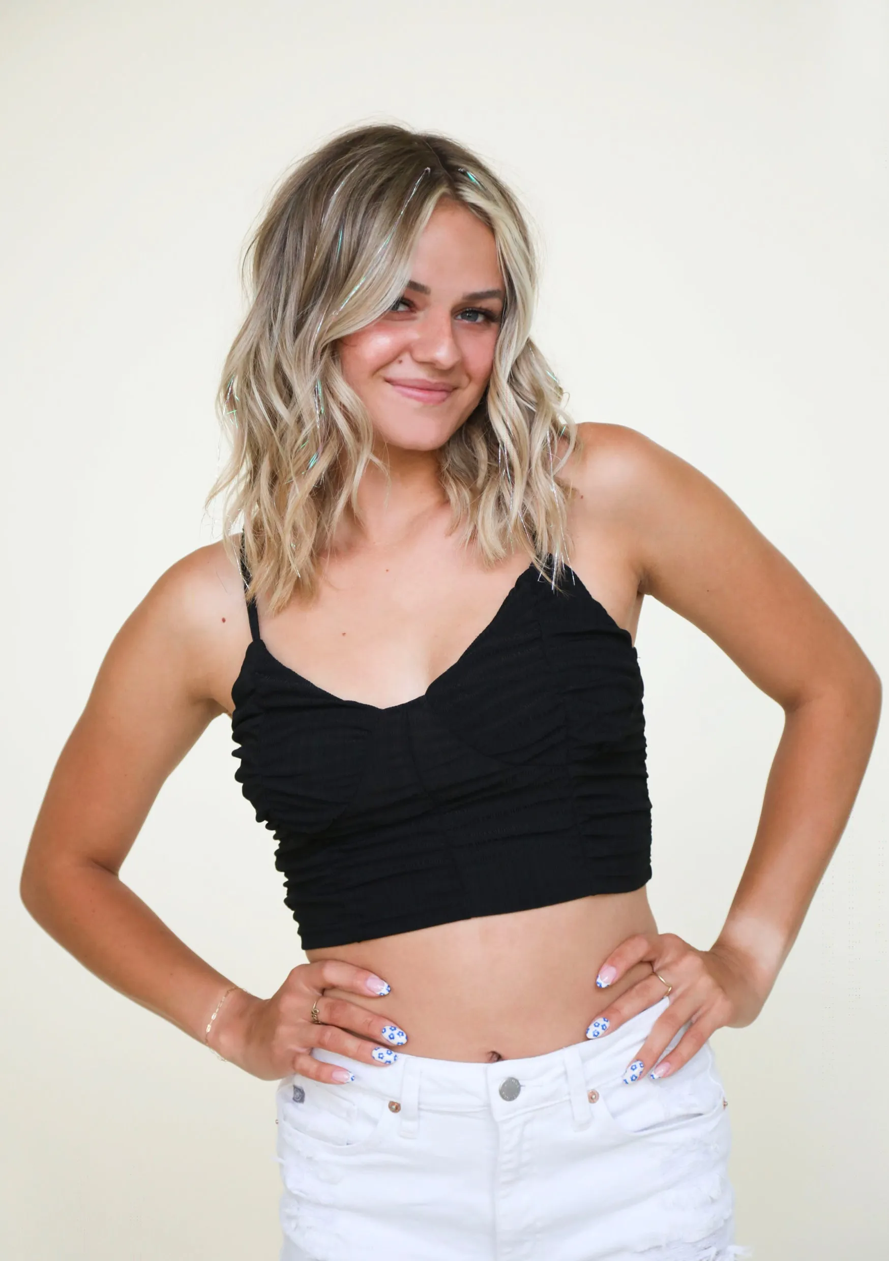 Slow Kiss Crop Tank in Black