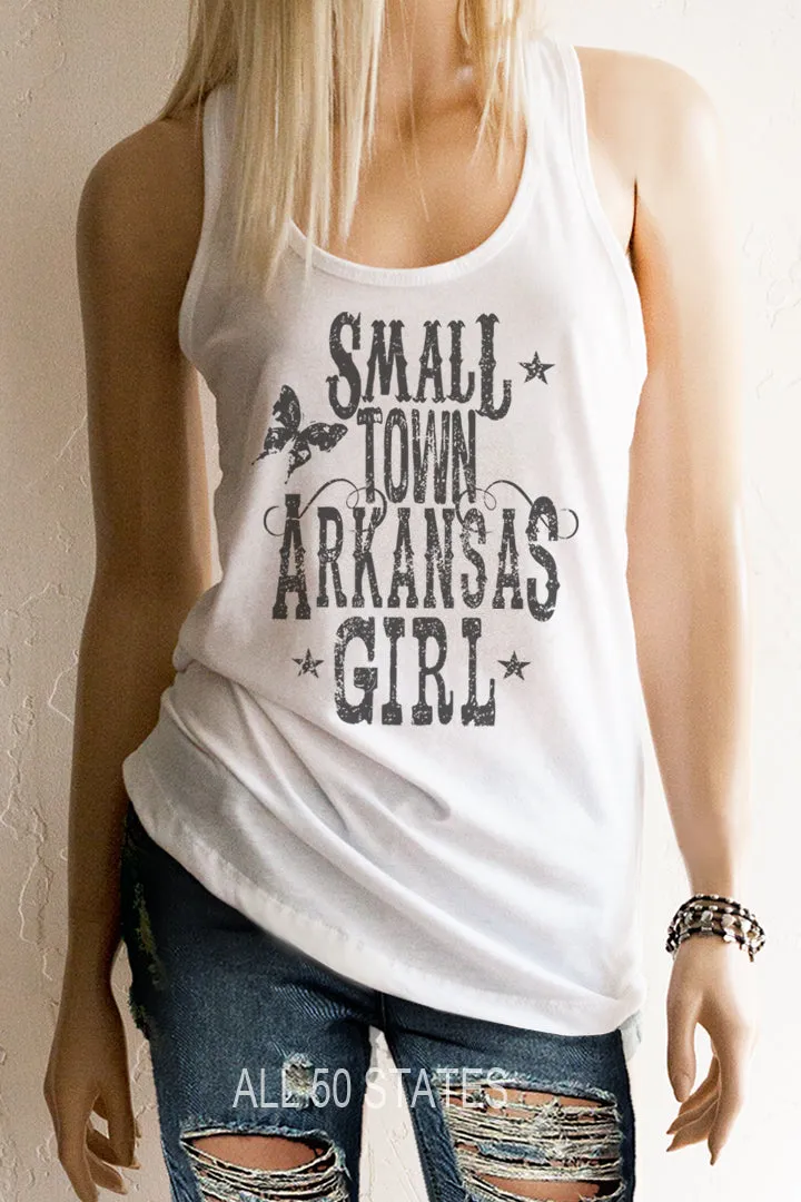 Small Town Arkansas Girl Racerback Tank Top - ALL STATES AVAILABLE