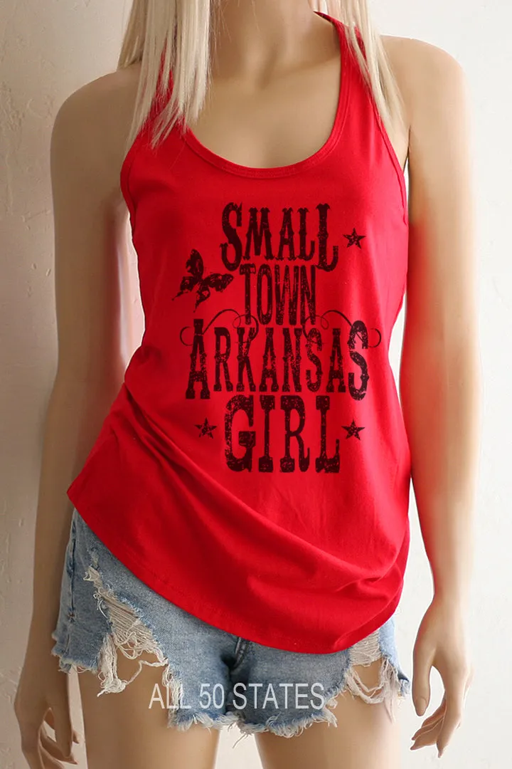 Small Town Arkansas Girl Racerback Tank Top - ALL STATES AVAILABLE