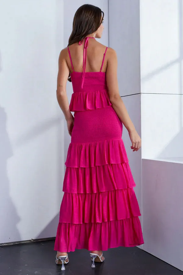 Smocked Tiered Ruffle Maxi Dress