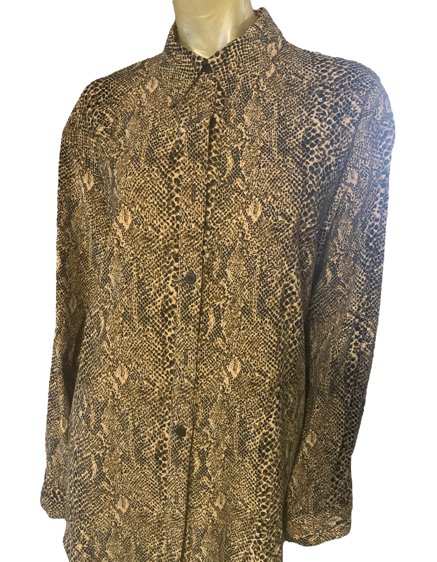 Snake print button down blouse