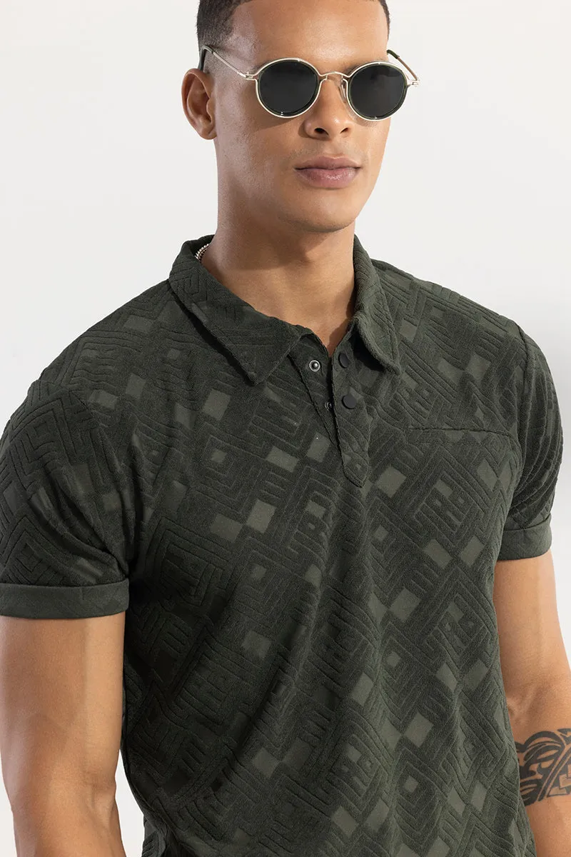 Square Space Olive Polo T-Shirt