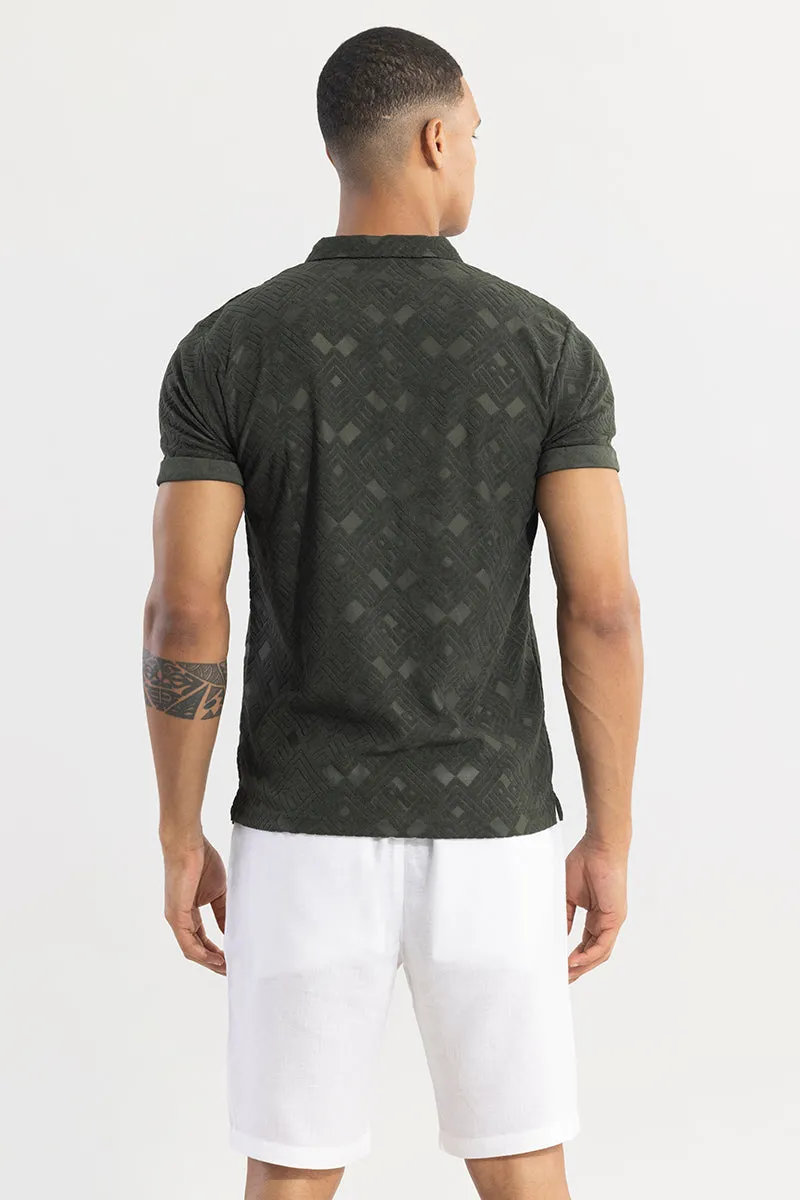 Square Space Olive Polo T-Shirt