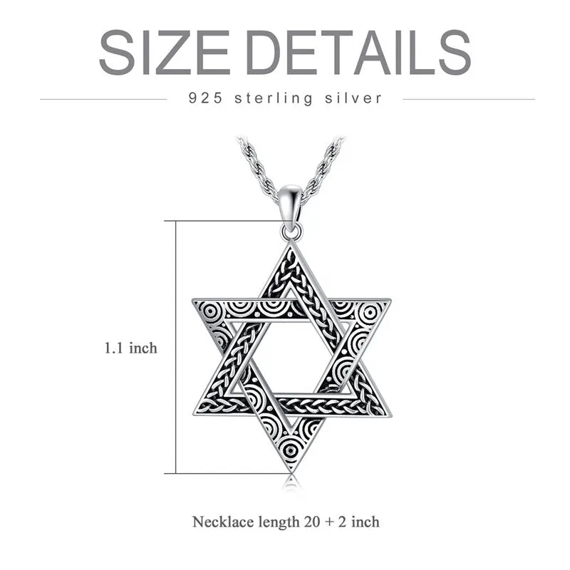 Star of David Necklace Sterling Silver Jewish Necklace for Men