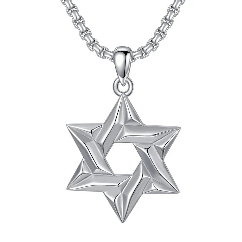 Star of David Necklace Sterling Silver Jewish Necklace for Men