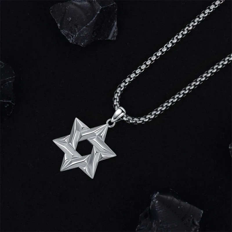 Star of David Necklace Sterling Silver Jewish Necklace for Men