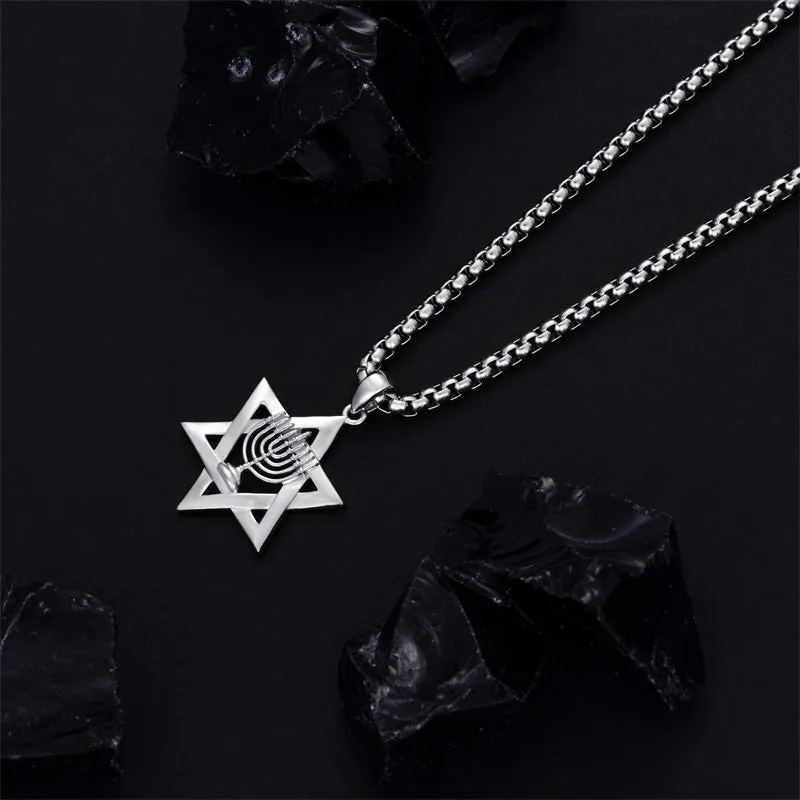 Star of David Necklace Sterling Silver Jewish Necklace for Men