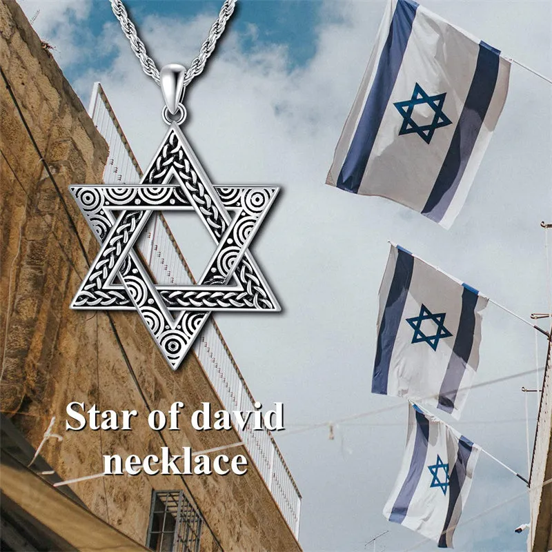 Star of David Necklace Sterling Silver Jewish Necklace for Men