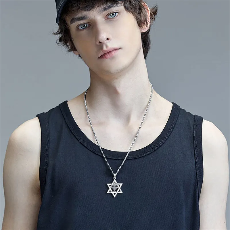 Star of David Necklace Sterling Silver Jewish Necklace for Men