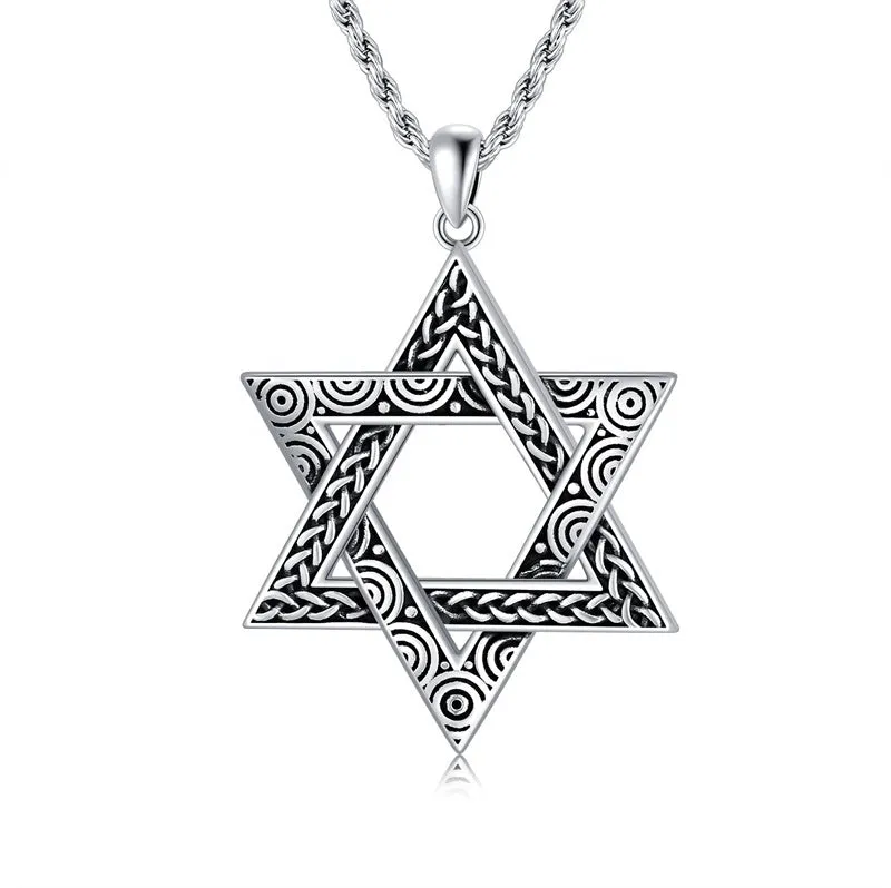 Star of David Necklace Sterling Silver Jewish Necklace for Men