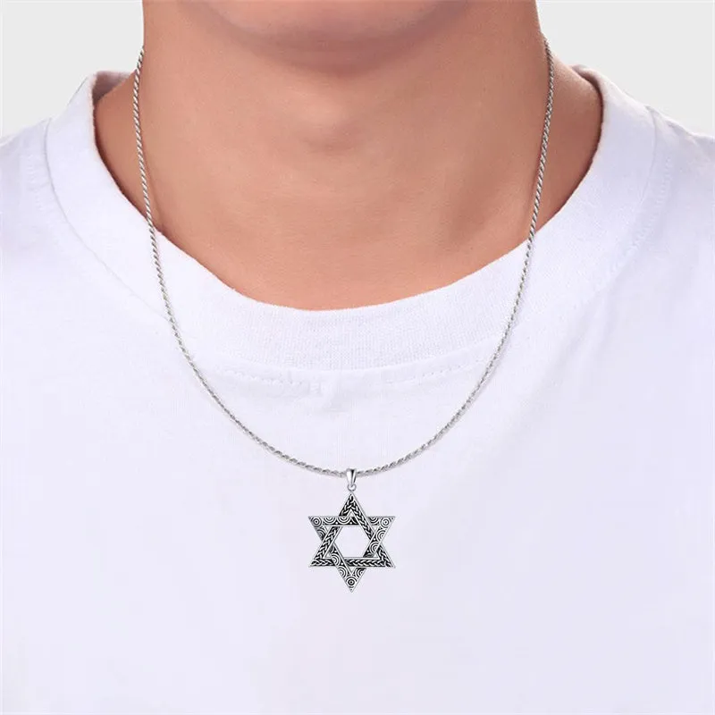 Star of David Necklace Sterling Silver Jewish Necklace for Men