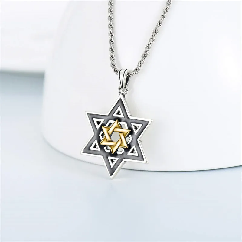 Star of David Necklace Sterling Silver Jewish Necklace for Men