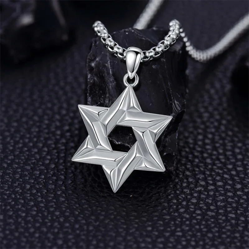 Star of David Necklace Sterling Silver Jewish Necklace for Men