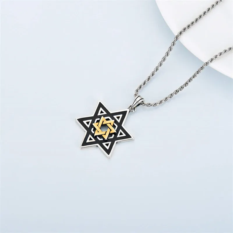 Star of David Necklace Sterling Silver Jewish Necklace for Men