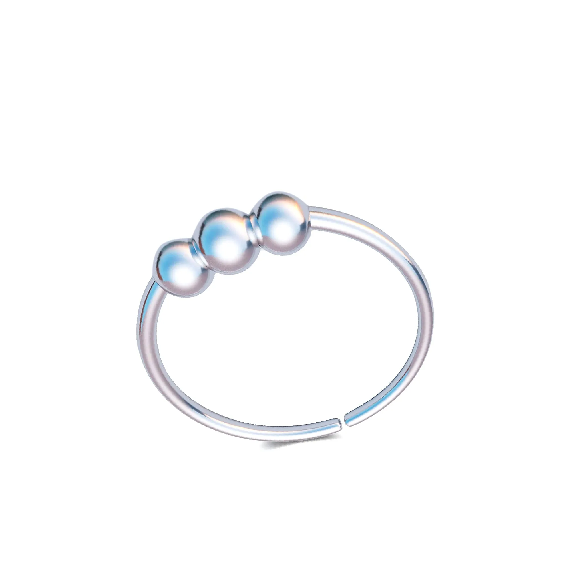 Sterling Silver Beaded Hoop Nose Ring