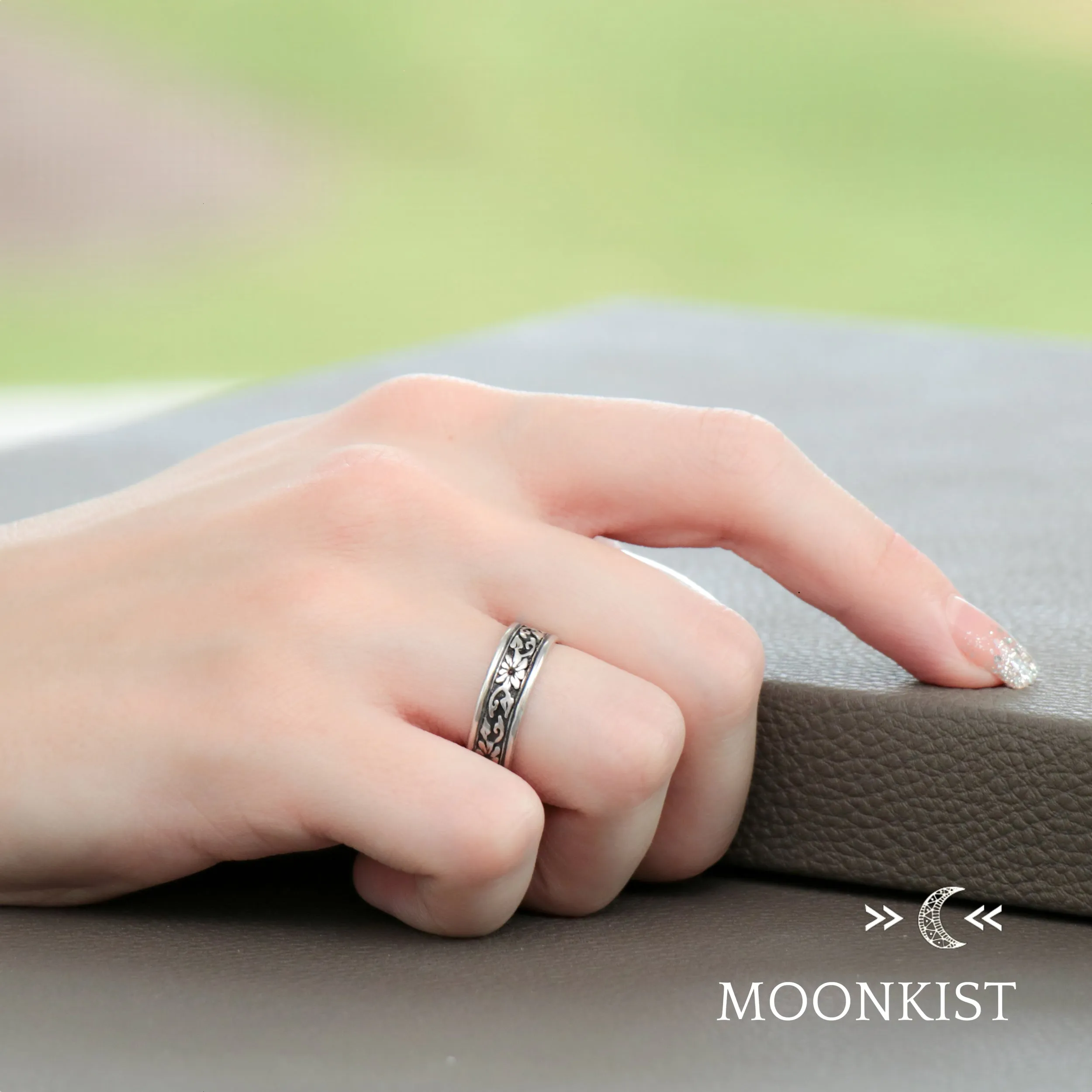 Sterling Silver Morning Glory Couples Ring Set  | Moonkist Designs