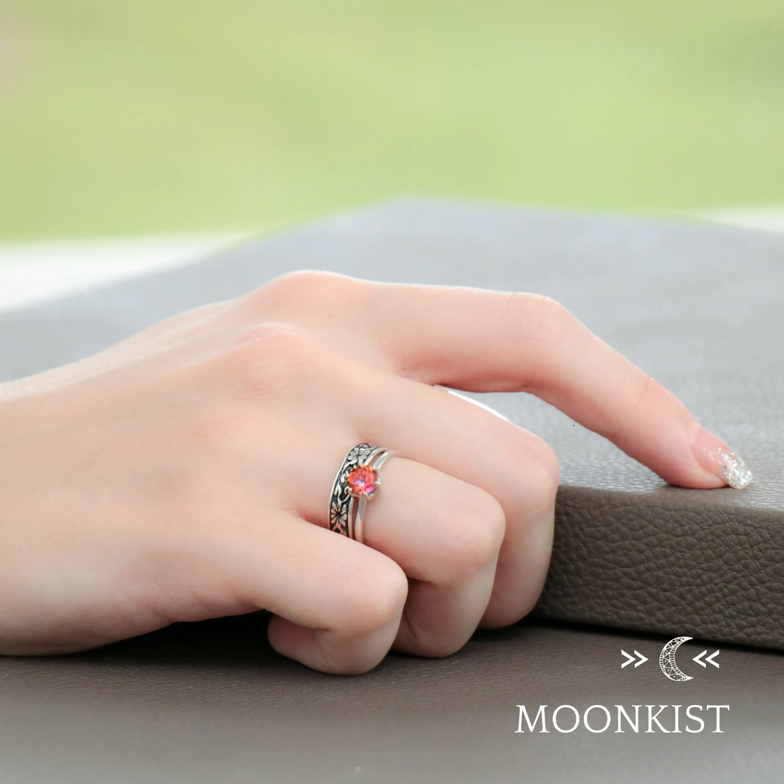 Sterling Silver Morning Glory Couples Ring Set  | Moonkist Designs