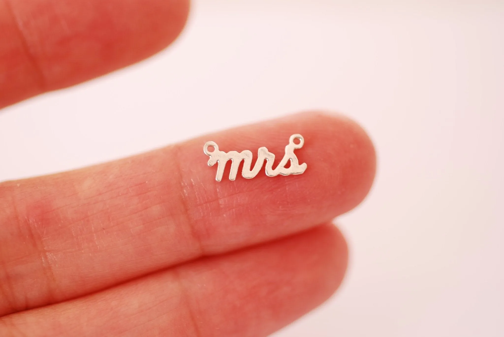 Sterling Silver or Vermeil 18k Gold Mrs Letter Wording Signature Connector Charm Miss Mrs Wifey Mama Necklace Charm Alphabet charm