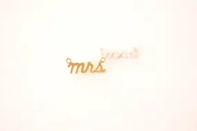 Sterling Silver or Vermeil 18k Gold Mrs Letter Wording Signature Connector Charm Miss Mrs Wifey Mama Necklace Charm Alphabet charm