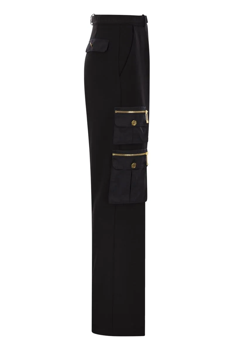 STRAIGHT CREPE TROUSERS WITH POCKETS AND BELT