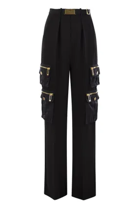 STRAIGHT CREPE TROUSERS WITH POCKETS AND BELT