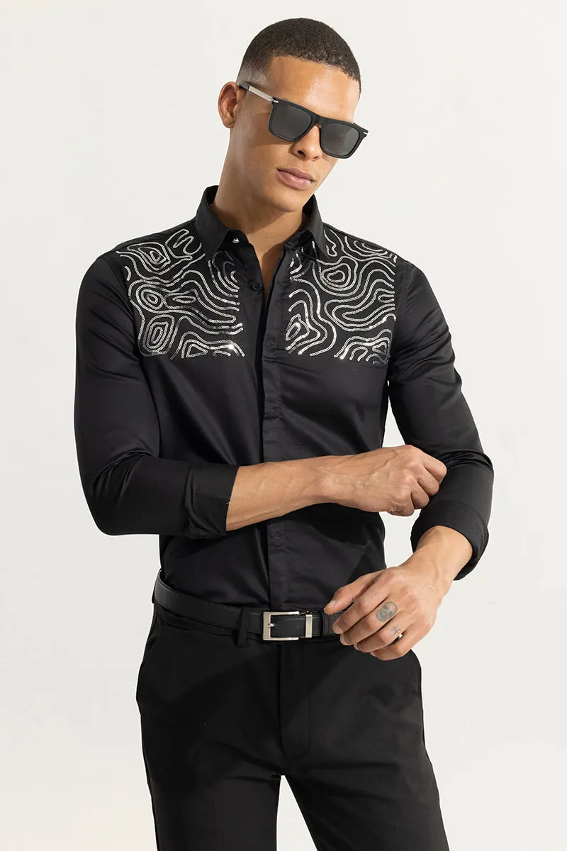 Strandy Beaded Black Shirt