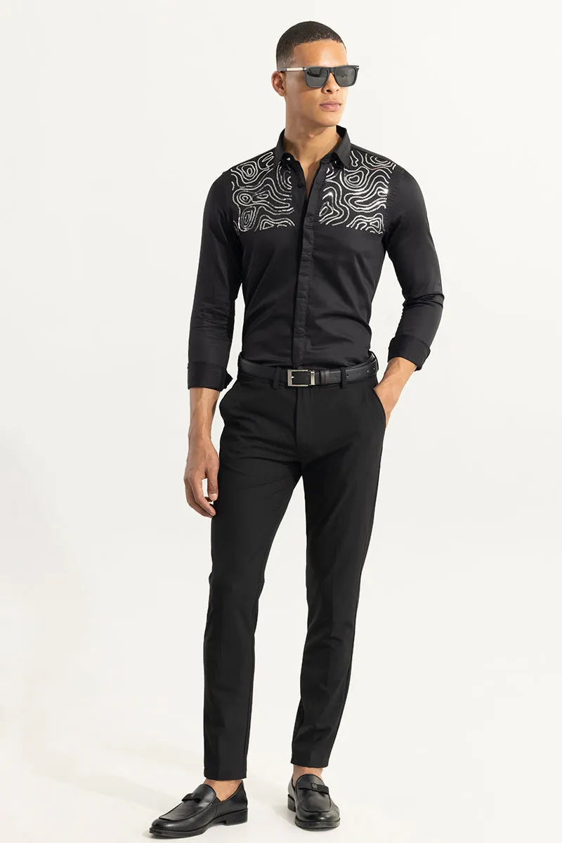 Strandy Beaded Black Shirt