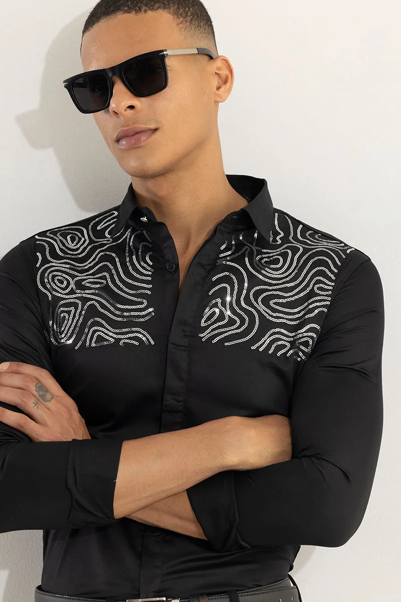 Strandy Beaded Black Shirt