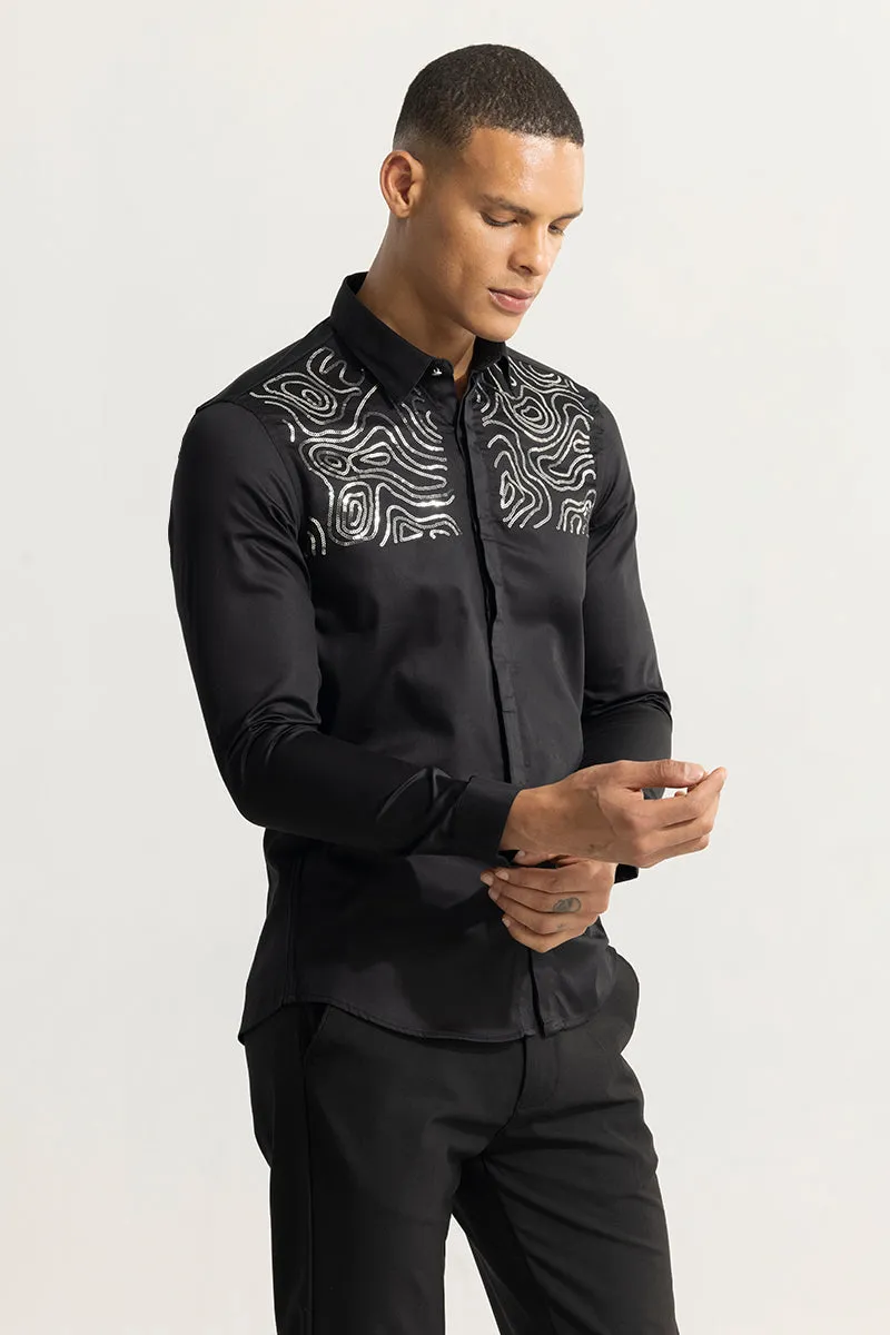 Strandy Beaded Black Shirt